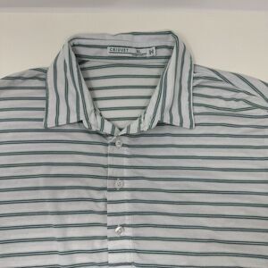 Criquet‎ Men's XL Green White Striped Shirt Sleeve Polo Golf Shirt